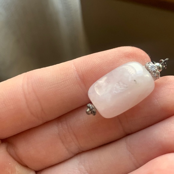 Real Rose Quartz Earrings - Picture 2 of 2